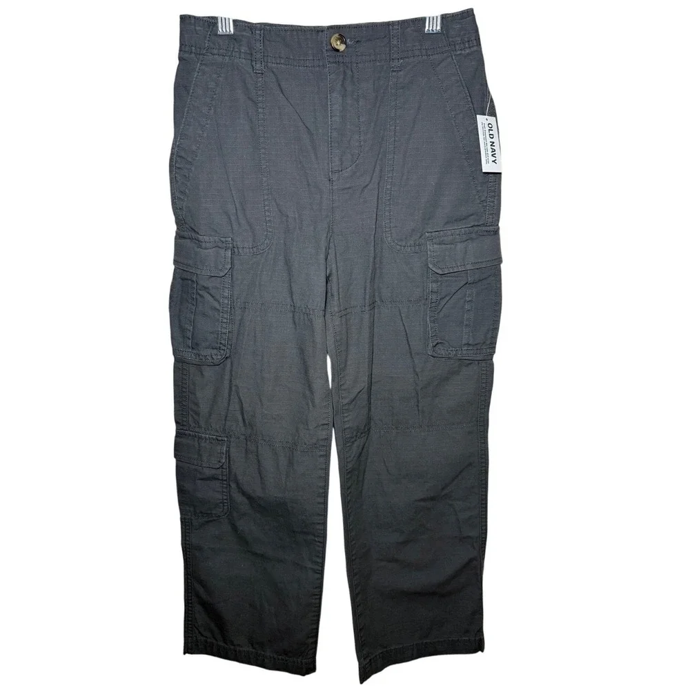 Old Navy Adjustable Waist Baggy Cargo Pants Boys Size 10 Gray NWT